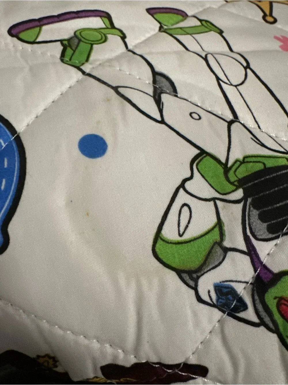 Toy Story Twin Quilted Blanket for Kids Woody Jessie Buzz Alien Bullseye *Flaw